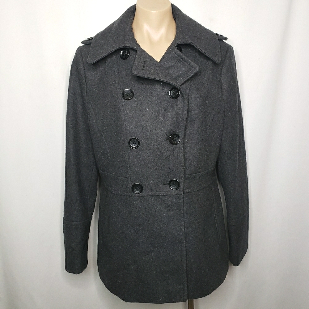 Michael Kors Gray Winter Wool Blend Pea Coat Size Medium